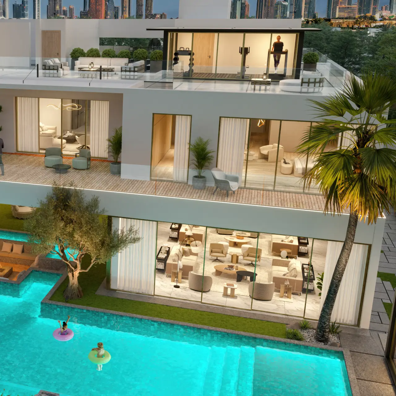 A large 3-story villa exterior design for a house in Sobha Dubai